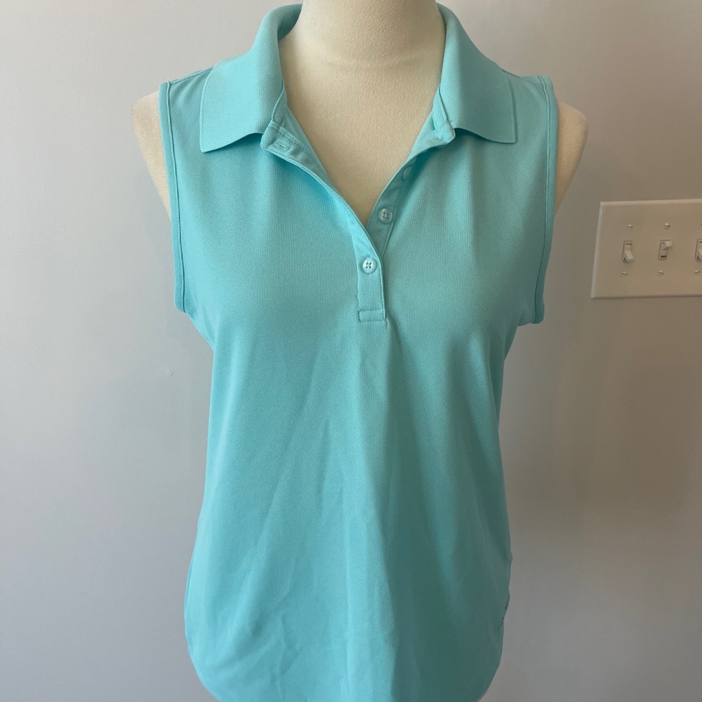 Women's Sleeveless Turquoise Polo Top greg Norman size medium
